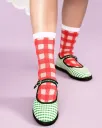 Shirley Sheer Crew Socks - Red