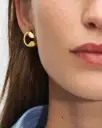 Ball Stud Huggie Hoop Earrings - Gold