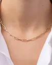 Stainless Steel Paper Clip Necklace - Gold