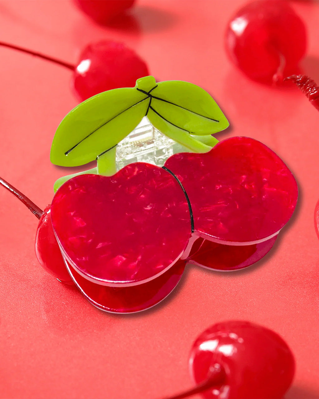 Large Maraschino Cherries Hair Claw