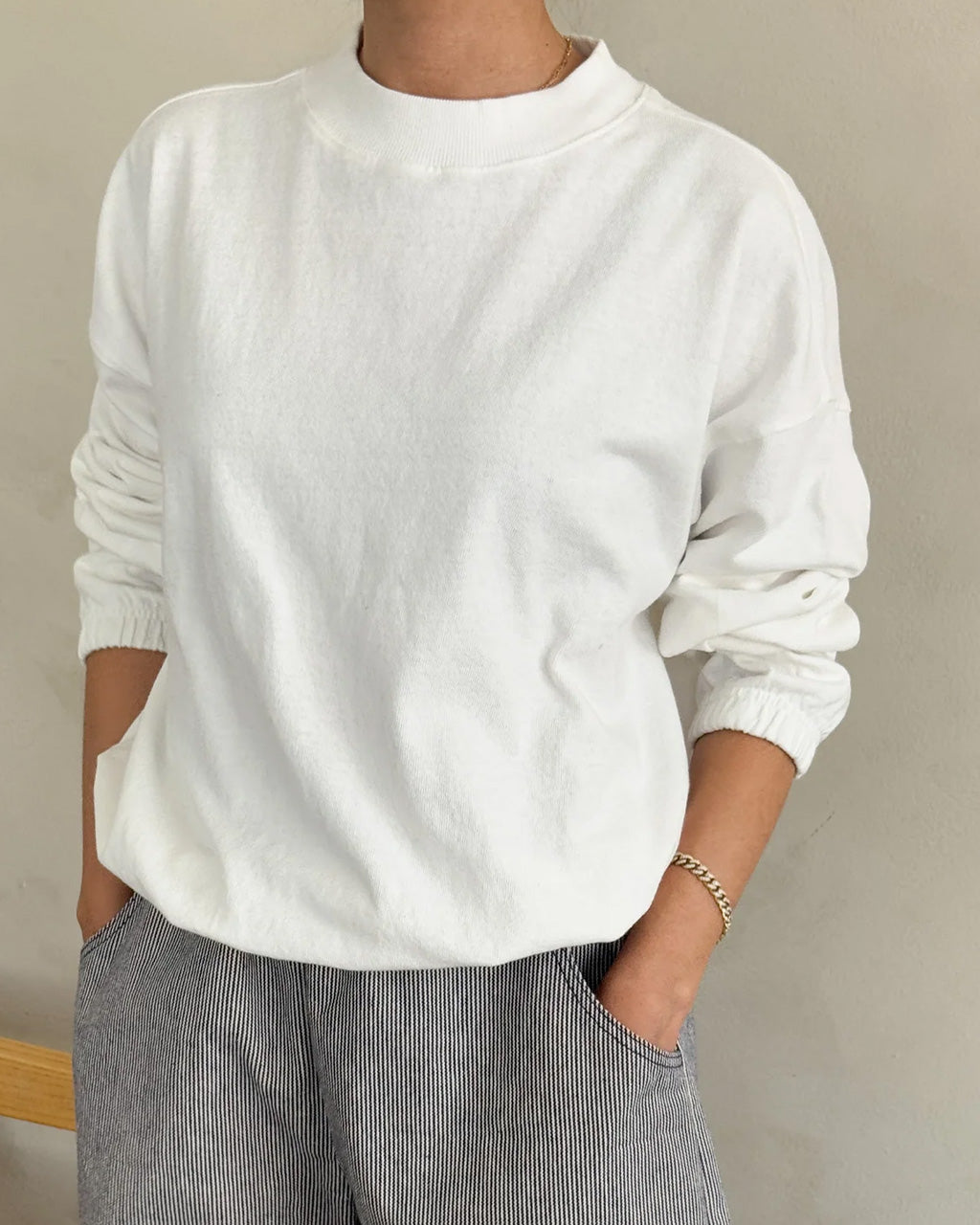 Daisy Long Sleeve Top - White Cotton