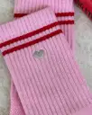 Embroidered Boyfriend Socks - Amour Pink + Heart