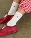 Embroidered Her Socks - Classic White + Heart