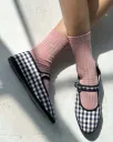 Embroidered Her Socks - Pink Soda + Silver Seashell