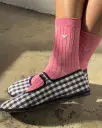 Embroidered Her Socks - Pink Water + Heart