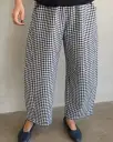 Gingham Arc Pants - Navy Gingham