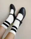 Her Varsity Socks - Cream Black