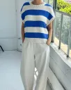 Pierre Cotton Sweater Top - French Blue Stripe