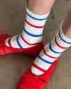 Striped Boyfriend Socks - Red Blue Stripe