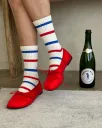 Striped Boyfriend Socks - Red Blue Stripe