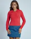 Heidi Brushed Knit Long Sleeve Polo Top