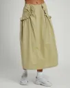 Verdi Linen Blend Midi Ruffle Skirt