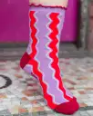 Wavy Stripe Ruffle Socks(M)