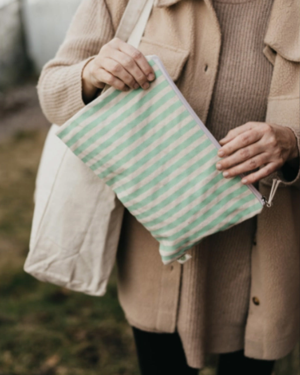 Large Pocket Bag - Striped Mint