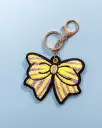 Purple + Yellow Striped Bow Bag Charm