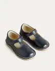 Leather T-bar Flats-Navy(24)