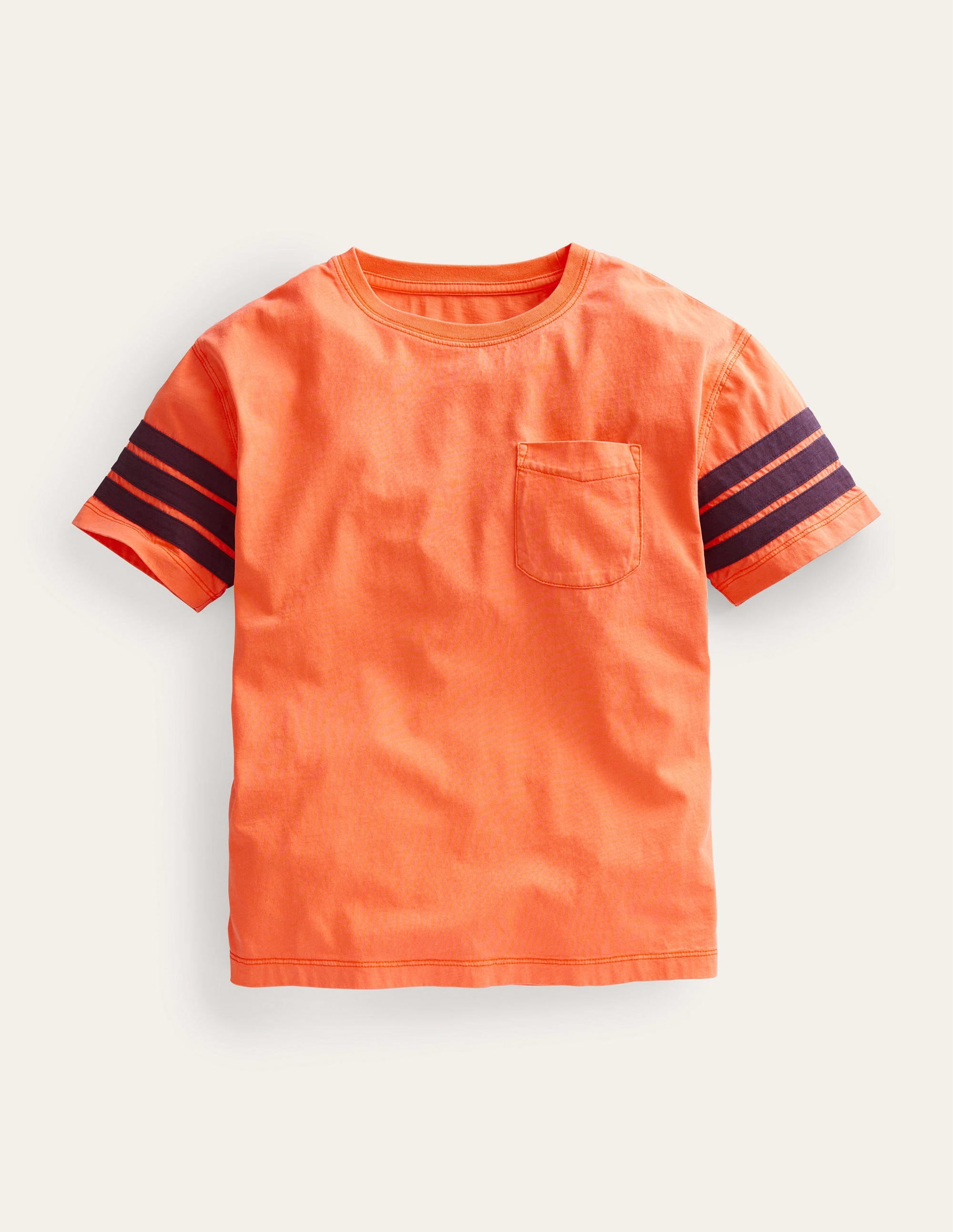 Contrast Stripe T-shirt-Neon Orange