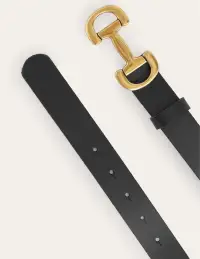 Iris Snaffle Trim Leather Belt-Black(XS)