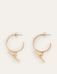 T-bar Hoop Earrings-Gold