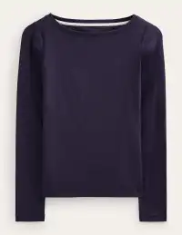 Essential Boat-Neck Jersey Top-Navy(2)