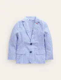 Seersucker Blazer-Vintage Blue / Ivory Stripe