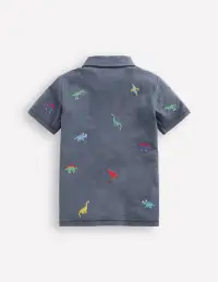 Embroidered Slub Polo Shirt-Multi Dinosaurs(2-3y)