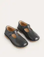 Leather T-bar Flats-Black(24)