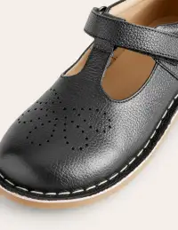 Leather T-bar Flats-Black(24)