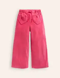 Heart Pocket Velour Sweatpants-Vintage Pink