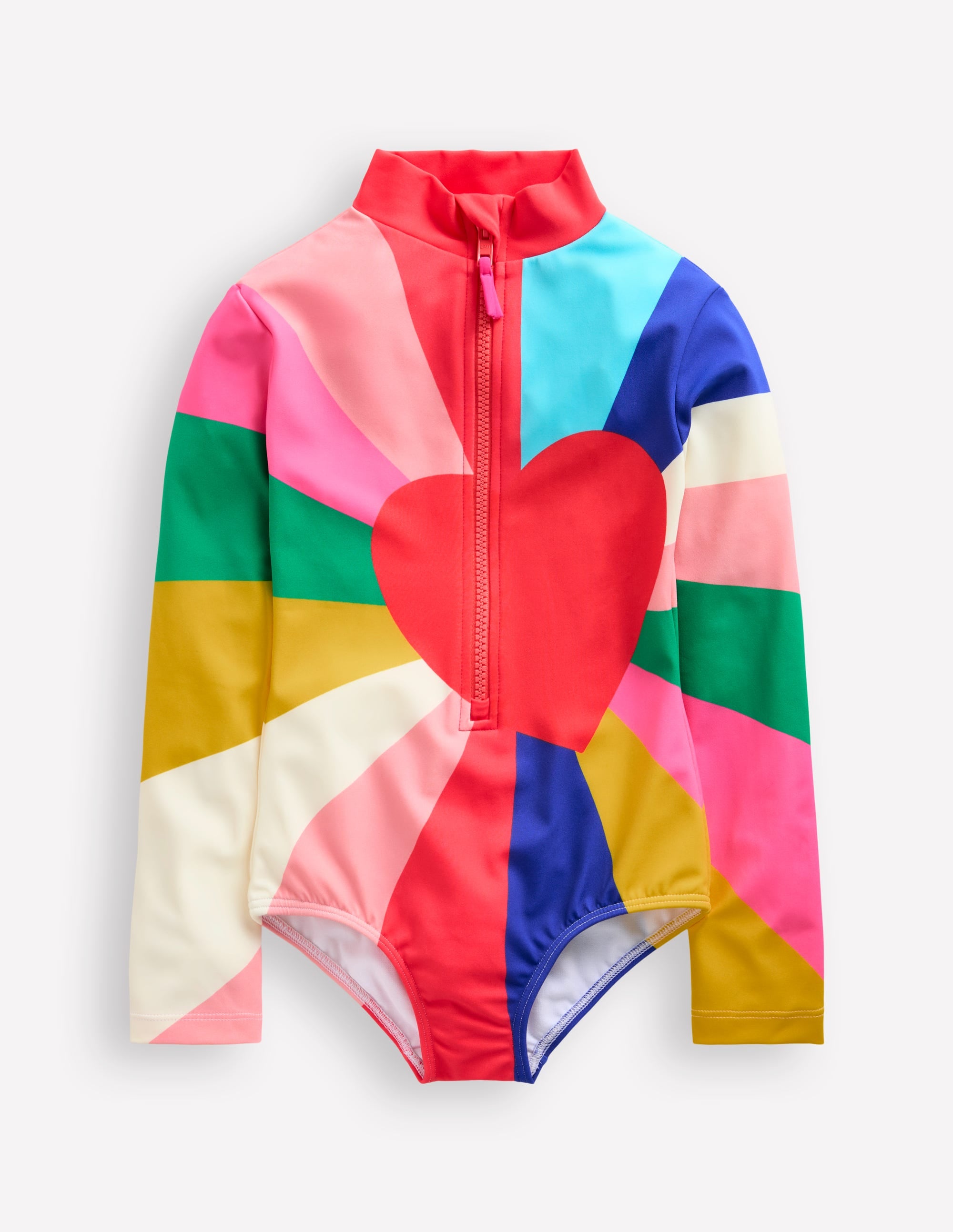 Long Sleeve Swimsuit-Multi Rainbow Heart