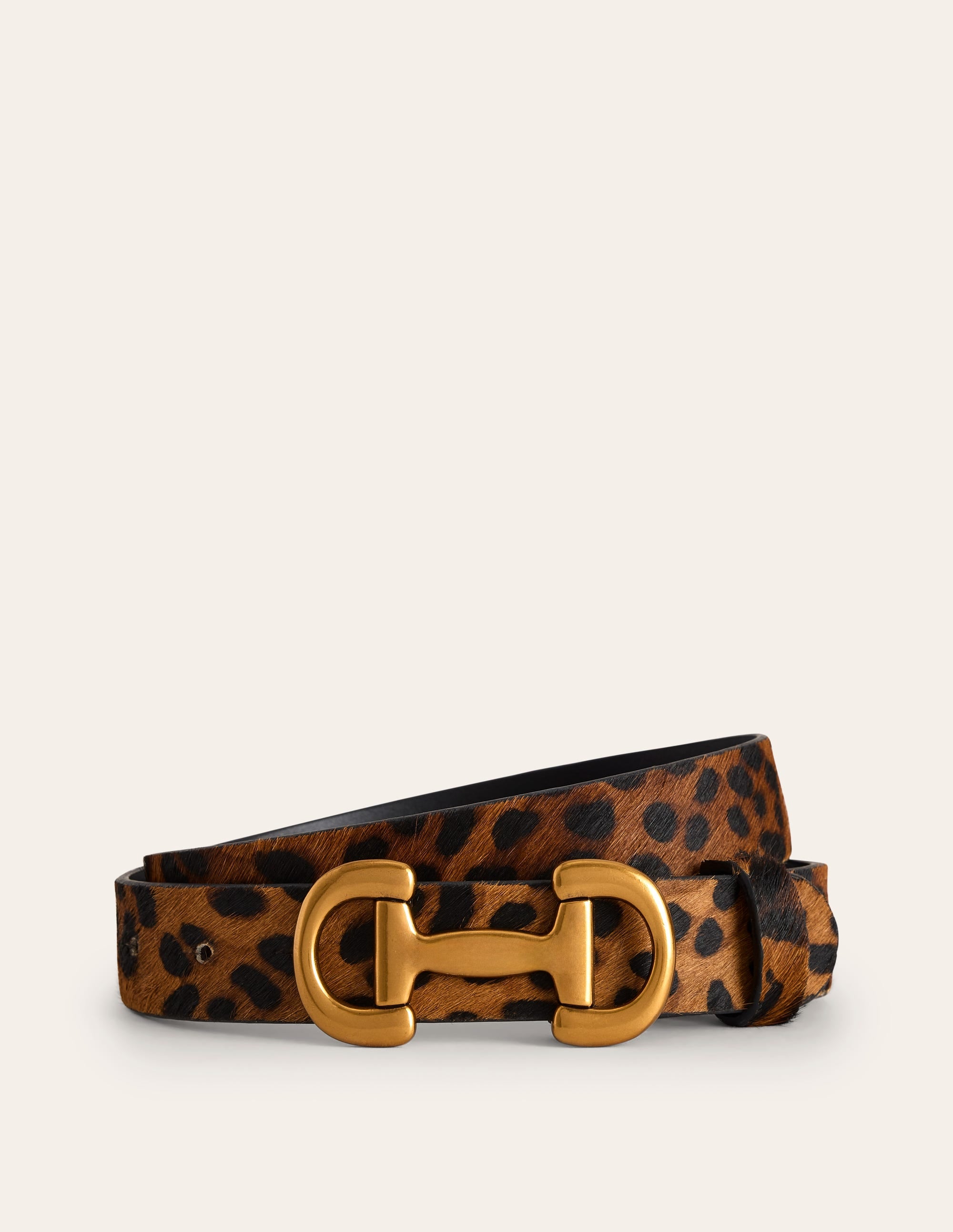 Iris Snaffle Trim Leather Belt-Leopard