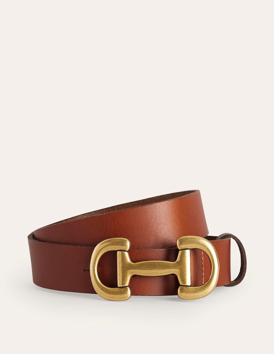 Iris Snaffle Trim Leather Belt-Tan
