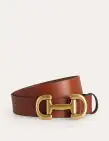 Iris Snaffle Trim Leather Belt-Tan
