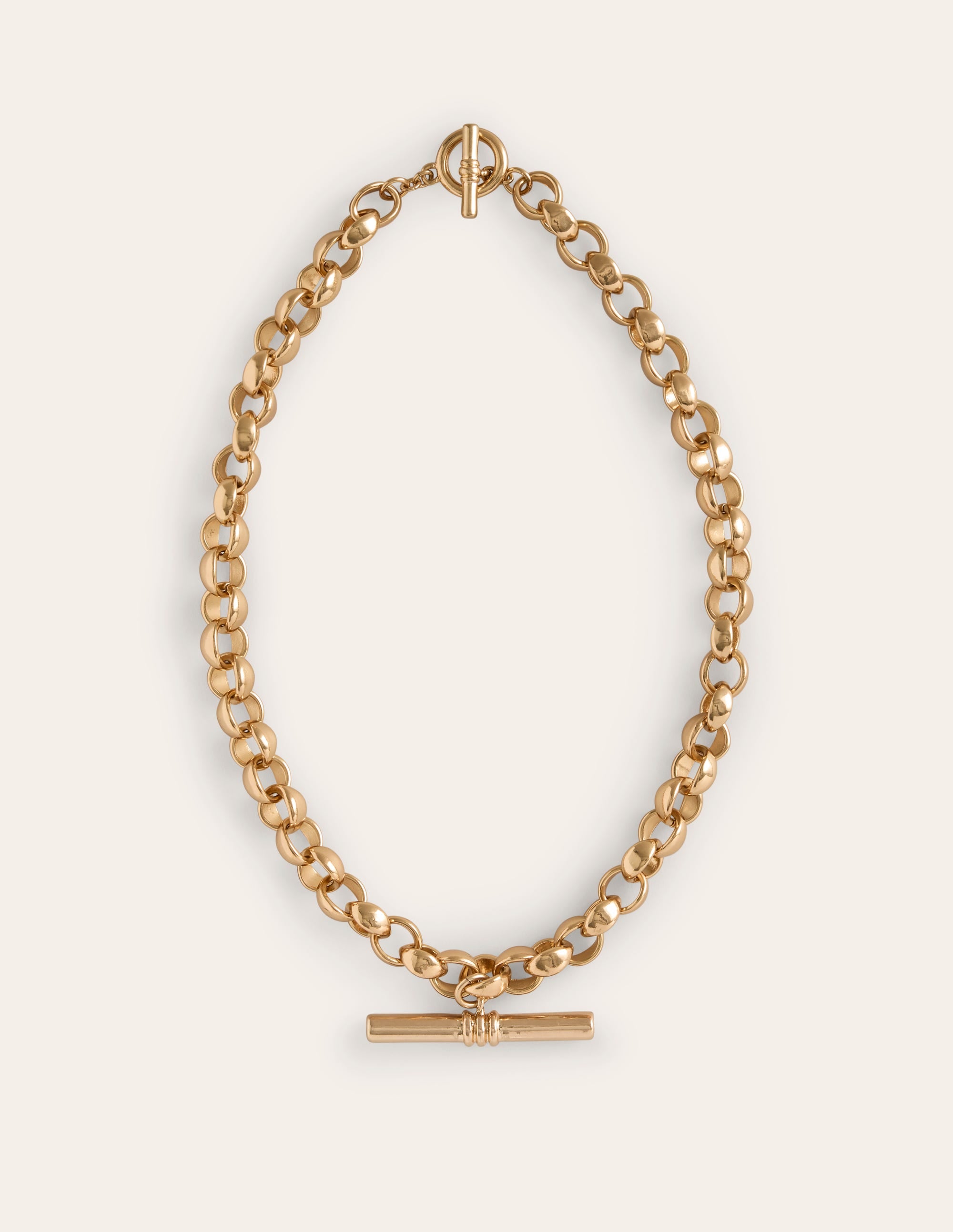 Chunky T-bar Chain Necklace-Gold