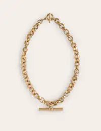 Chunky T-bar Chain Necklace-Gold