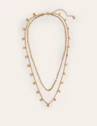 Hammered Disk Layered Necklace-Gold