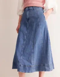 Panelled Full Denim Skirt-Mid Vintage(2)