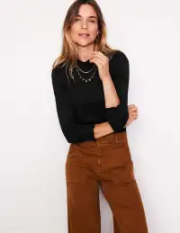 Supersoft Frill Detail Top-Black