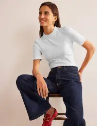 Supersoft Frill Detail T-shirt-White