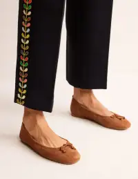 Kitty Flexi Sole Ballet Flats-Ginger Snap Suede(36)