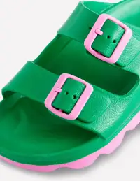 Lyla Double Buckle Slide-Rich Emerald/Soft Pink(36)