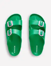 Lyla Double Buckle Slide-Rich Emerald/Soft Pink(36)