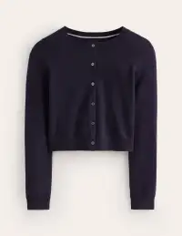 Eva Cashmere Cropped Cardigan-Navy(XS)