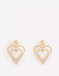 Statement Heart Earrings-Gold