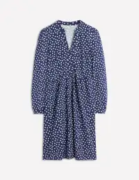 Naomi Relaxed Jersey Dress-French Navy. Abstract Dot(Petite,2)