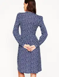 Naomi Relaxed Jersey Dress-French Navy. Abstract Dot(Petite,2)