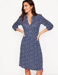 Naomi Relaxed Jersey Dress-French Navy. Abstract Dot(Petite,2)