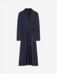 Imogen Collared Jersey Dress-Navy(Petite,2)