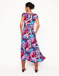 Melanie Jersey Midi Dress-French Navy. Botanical Paisley(Petite,2)