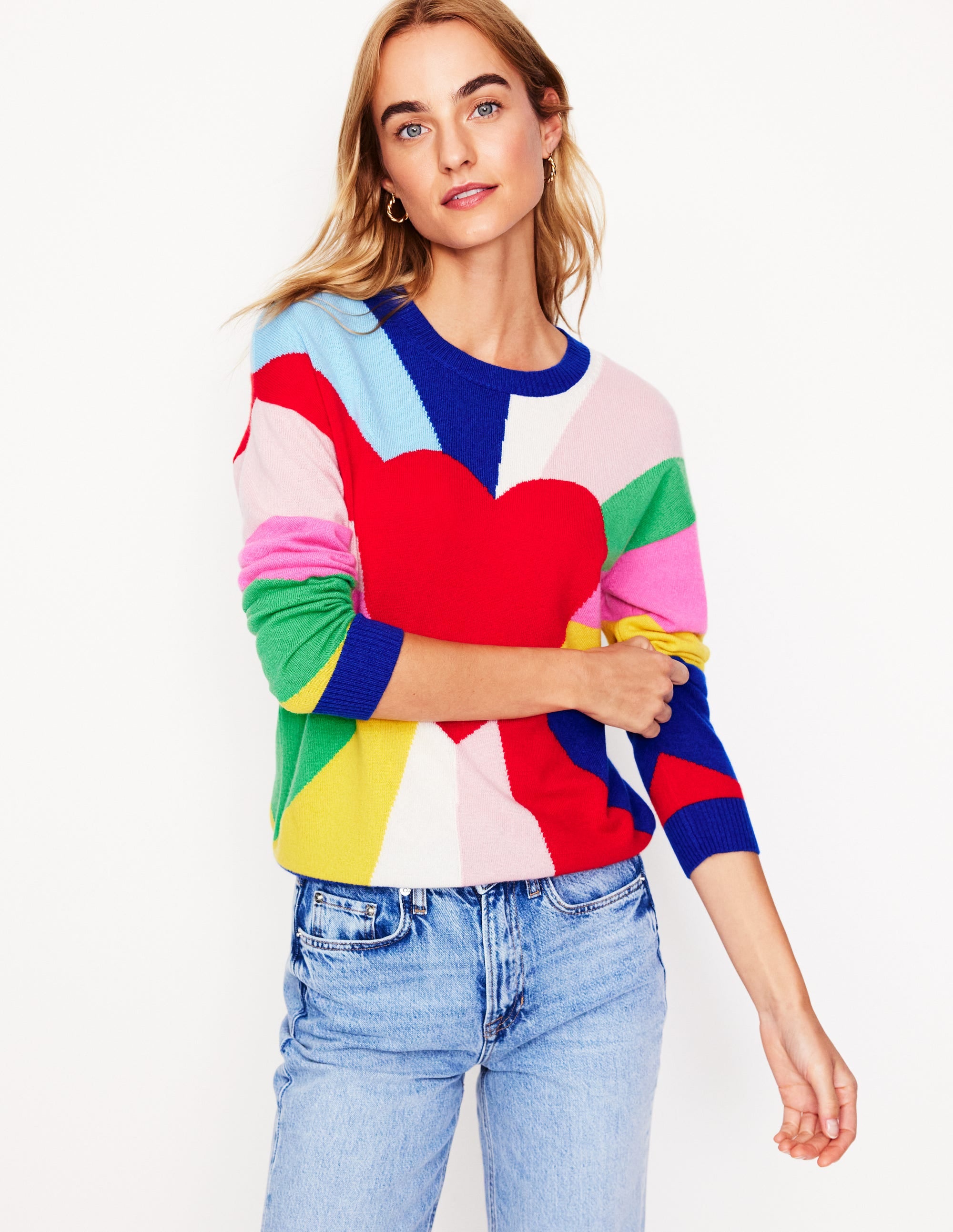 Lydia Cashmere Jumper-Multi. Heart Spectrum